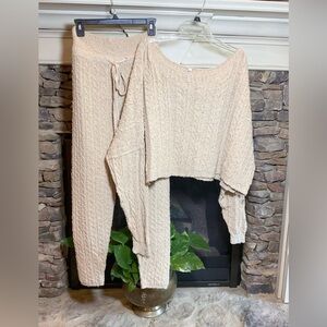 Free People Cream Off-the-Shoulder Sweater Lounge / Pajama Set